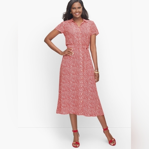 Talbots Dresses & Skirts - Talbots Leopard Tie-waist Midi Dress Size 14